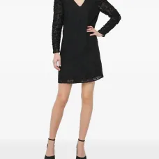 Кружевное платье мини с длинными рукавами