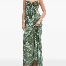 Плиссированное платье макси с завязками