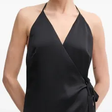 Платье макси с запахом и вырезом халтер