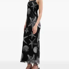 Платье-комбинация миди с принтом