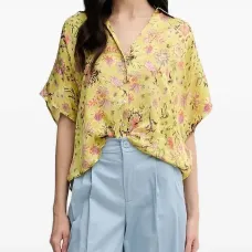 Топ на пуговицах с цветочным принтом