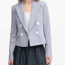 Двубортный льняной пиджак