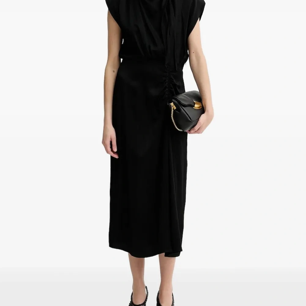 Платье миди со сборками на воротнике