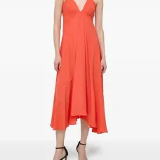 Платье миди с V-образным вырезом