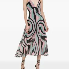 Платье миди с геометричным принтом