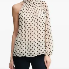 Блузка на одно плечо в горох