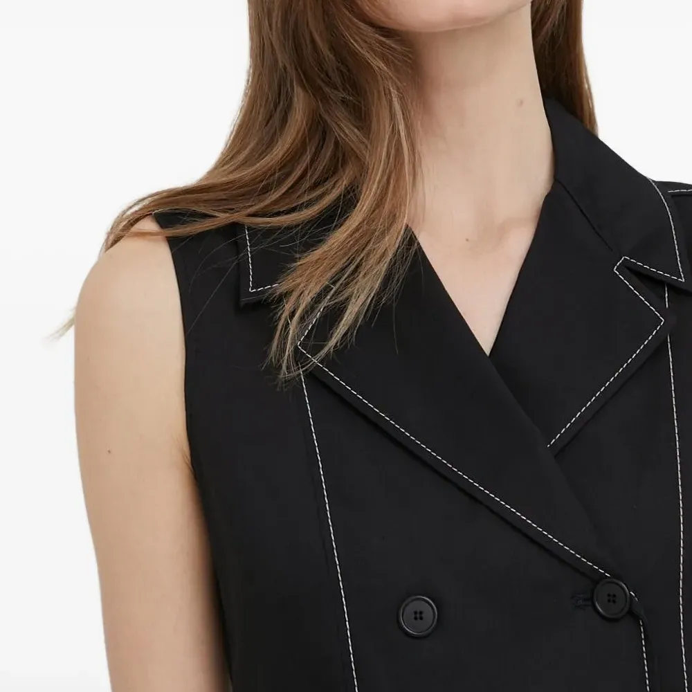 Двубортное платье мини без рукавов