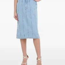 Джинсовая юбка миди со вставками Джинсовая юбка миди со вставками