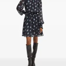 Платье с присборенной талией и цветочным принтом