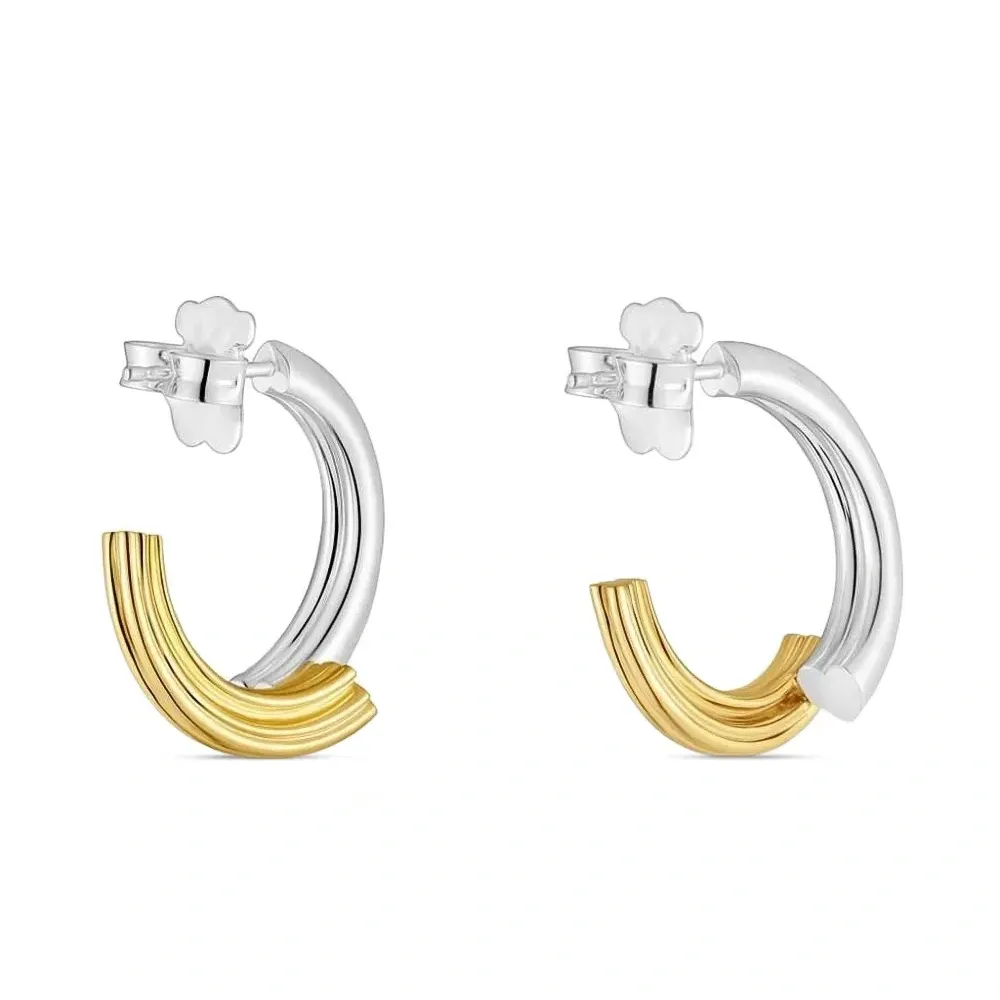 Серьги-кольца в двух тонах Серьги-кольца в двух тонах