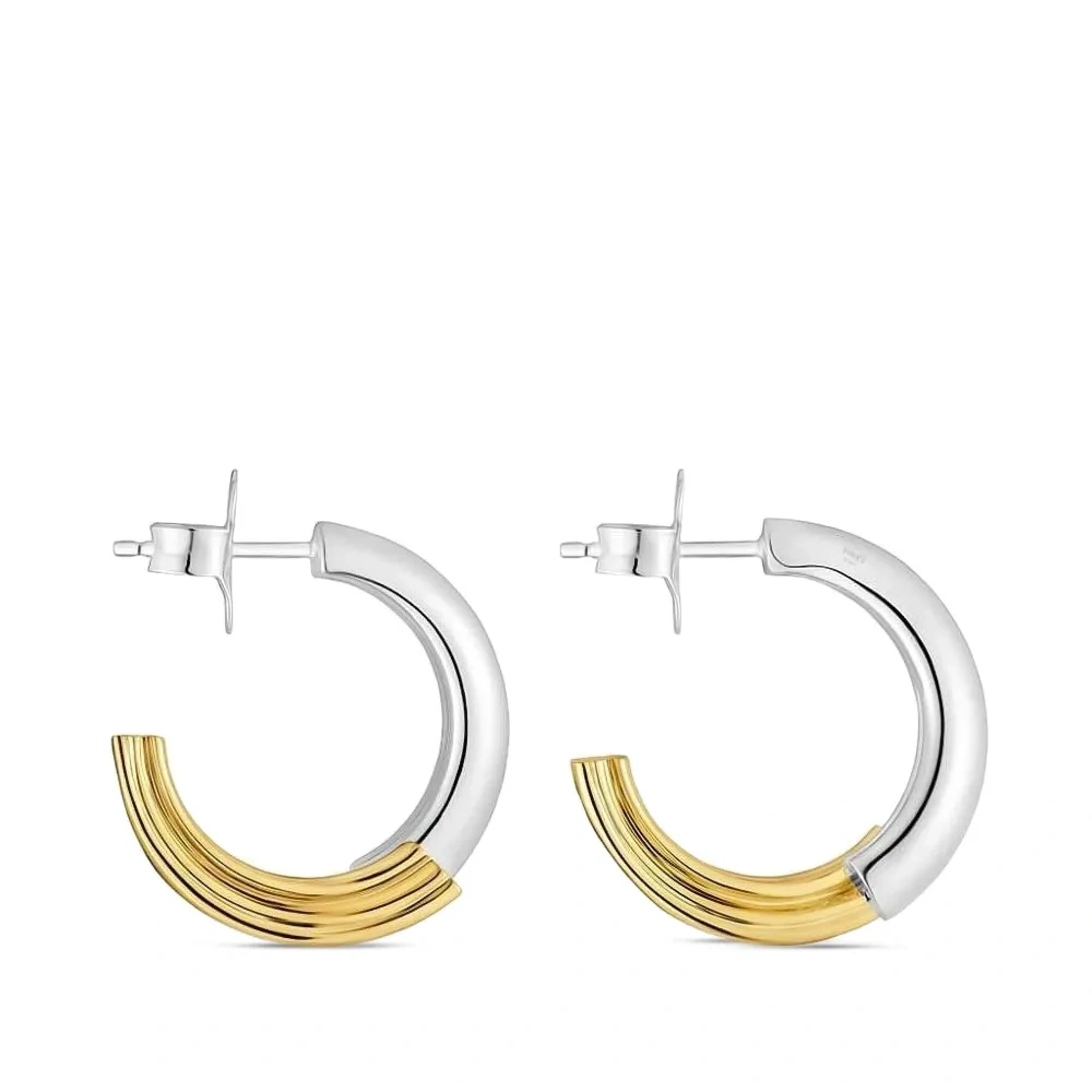 Серьги-кольца в двух тонах