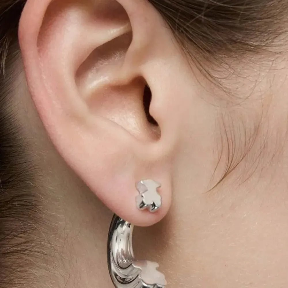 Серьги-кольца с декором в виде медведя Серьги-кольца с декором в виде медведя