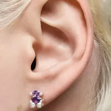 Серьги-гвоздики с аметистом