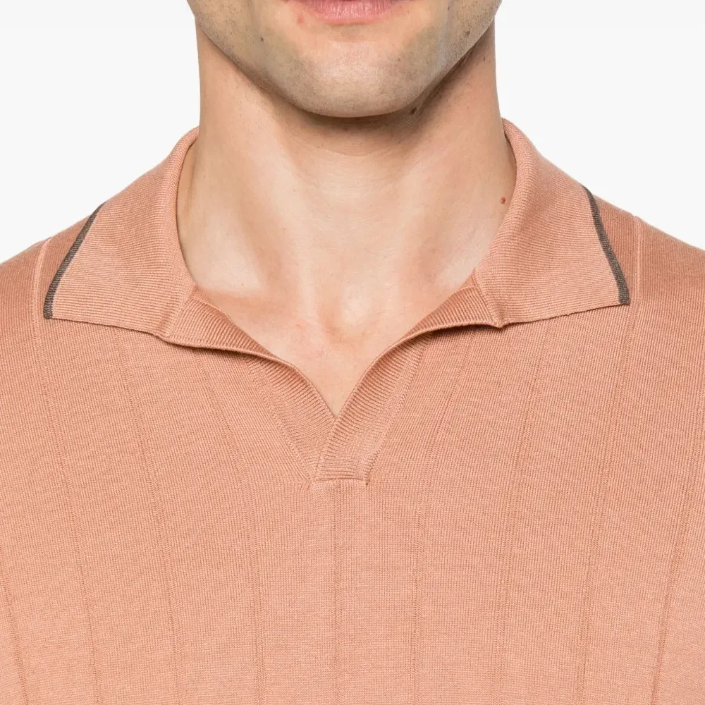 Футболка в рубчик с воротником поло Футболка в рубчик с воротником поло