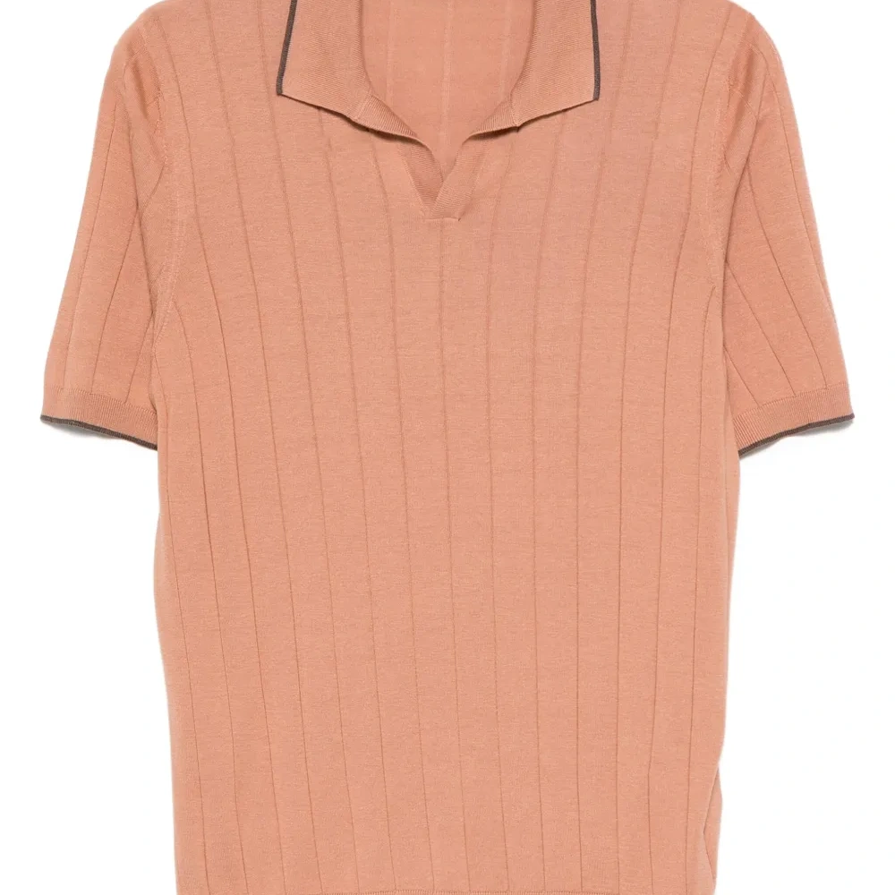 Футболка в рубчик с воротником поло