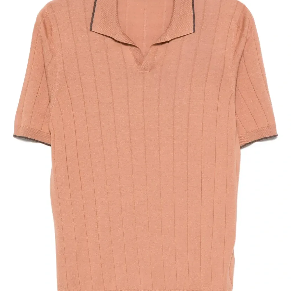 Футболка в рубчик с воротником поло Футболка в рубчик с воротником поло