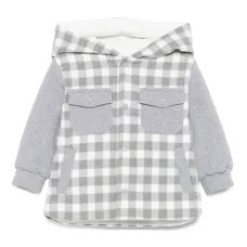 Пуховик в клетку с капюшоном