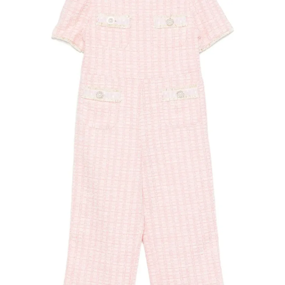 Твидовый комбинезон с искусственным жемчугом