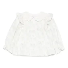 Блузка с оборками и цветочным принтом