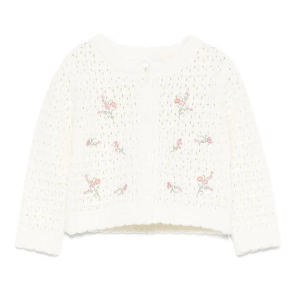 Кардиган рыхлой вязки с цветочной вышивкой