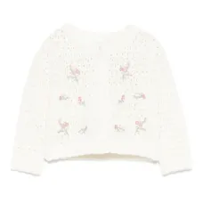 Кардиган рыхлой вязки с цветочной вышивкой