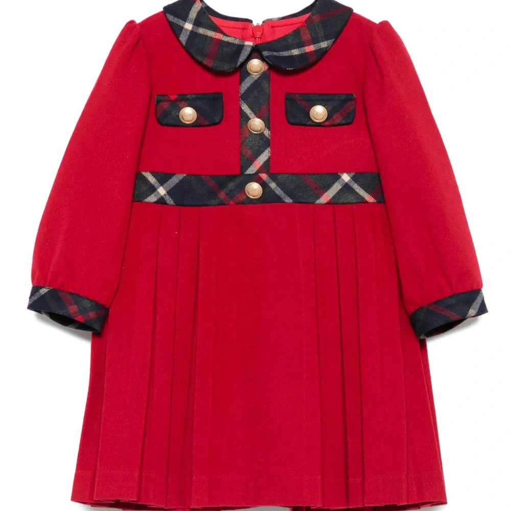 Плиссированное платье с отделкой в клетку