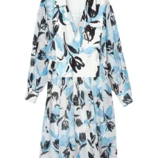 Платье с поясом и цветочным принтом