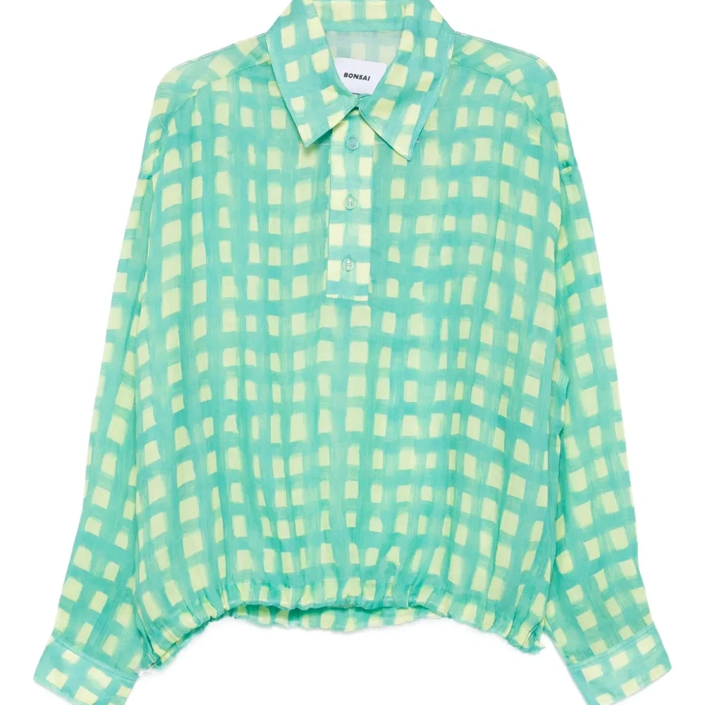 Рубашка в клетку гингем с кулиской