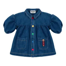 джинсовое платье с объемными рукавами