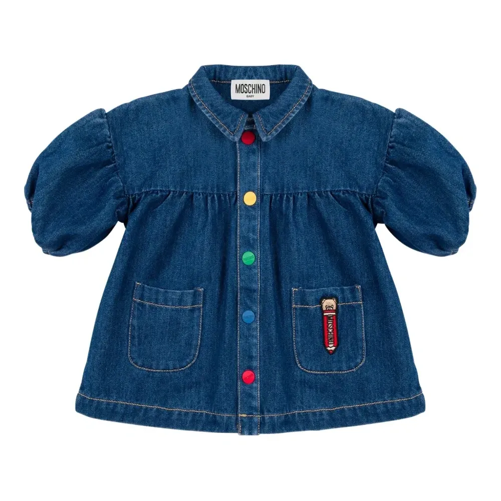 джинсовое платье с объемными рукавами