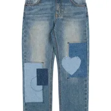 Прямые джинсы в технике пэчворк