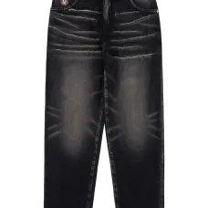 Широкие джинсы с эффектом потертости