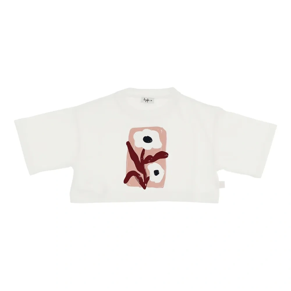 укороченная футболка с цветочным принтом