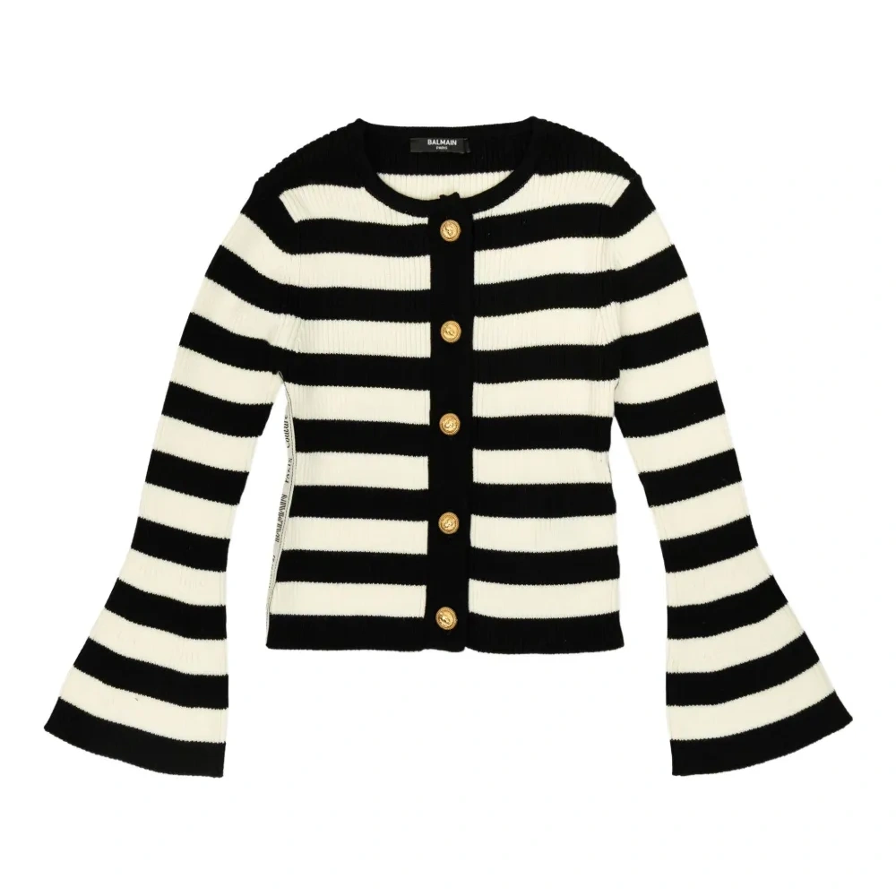 полосатый кардиган с рукавами колокол