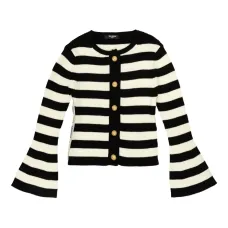 полосатый кардиган с рукавами колокол