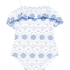 купальник с оборками и вышивкой