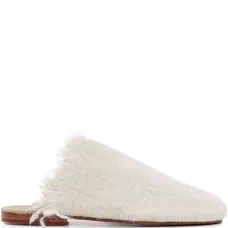 Мюли без каблука из альпака и кожи с необработанными краями