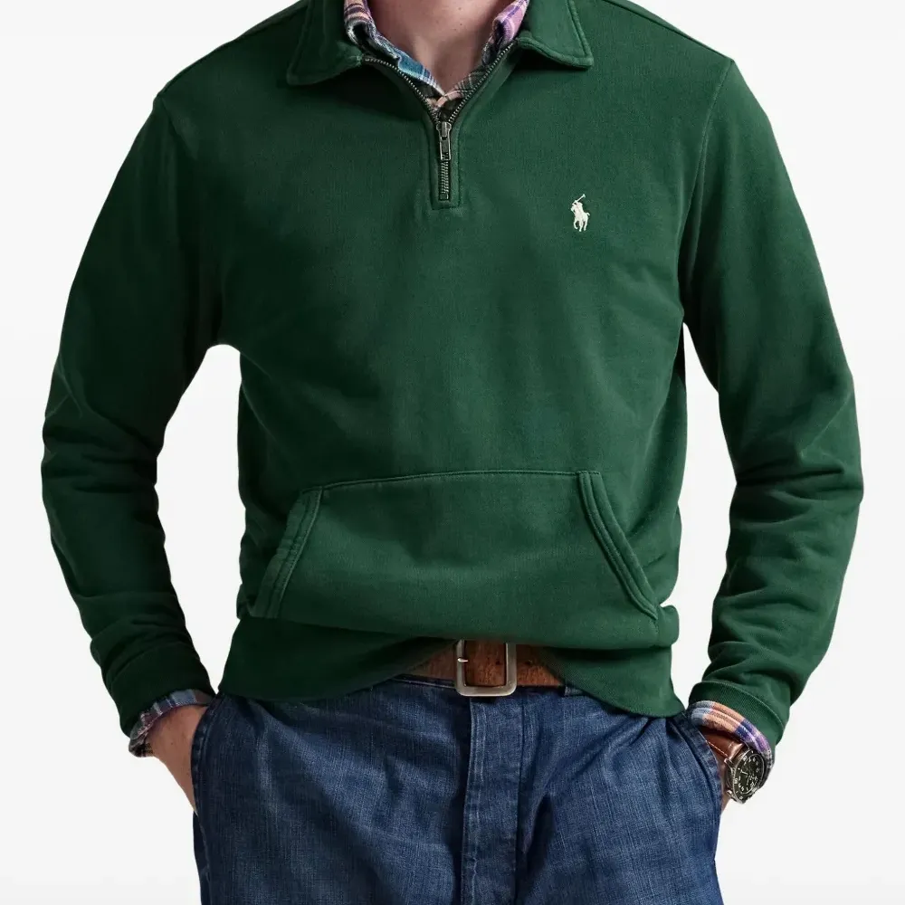 Толстовка с воротником на молнии и вышитым логотипом