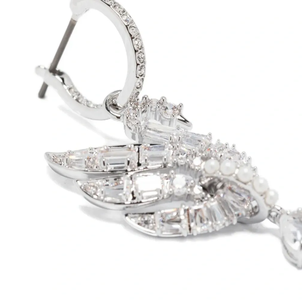 Серьги Swan с кристаллами