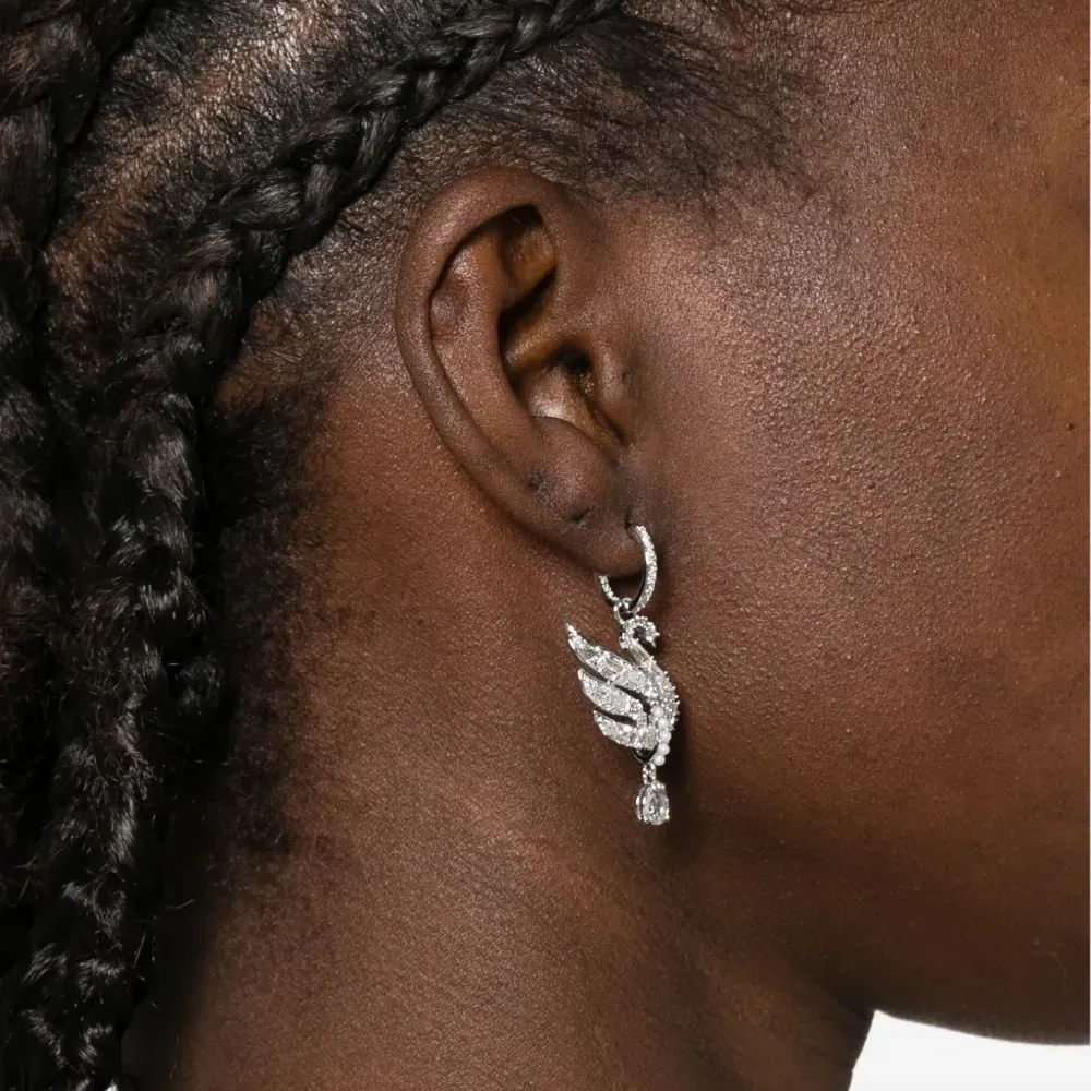 Серьги Swan с кристаллами