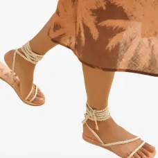 плетеные сандалии со шнуровкой