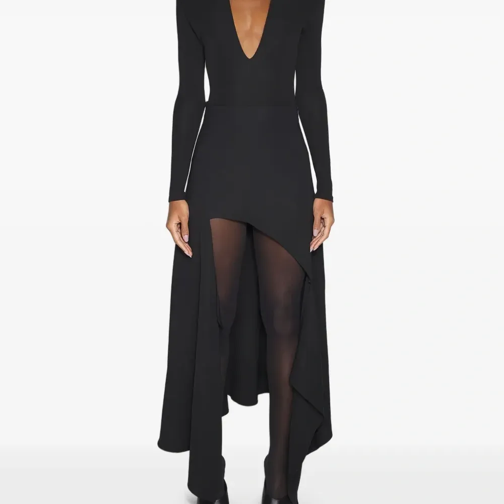 Боди асимметричного кроя с капюшоном