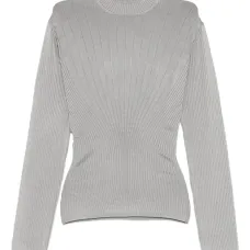 свитер в рубчик с высоким воротником