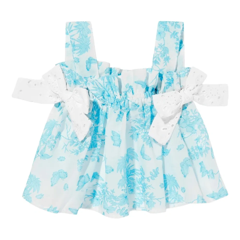 Топ с цветочным принтом и вышивкой