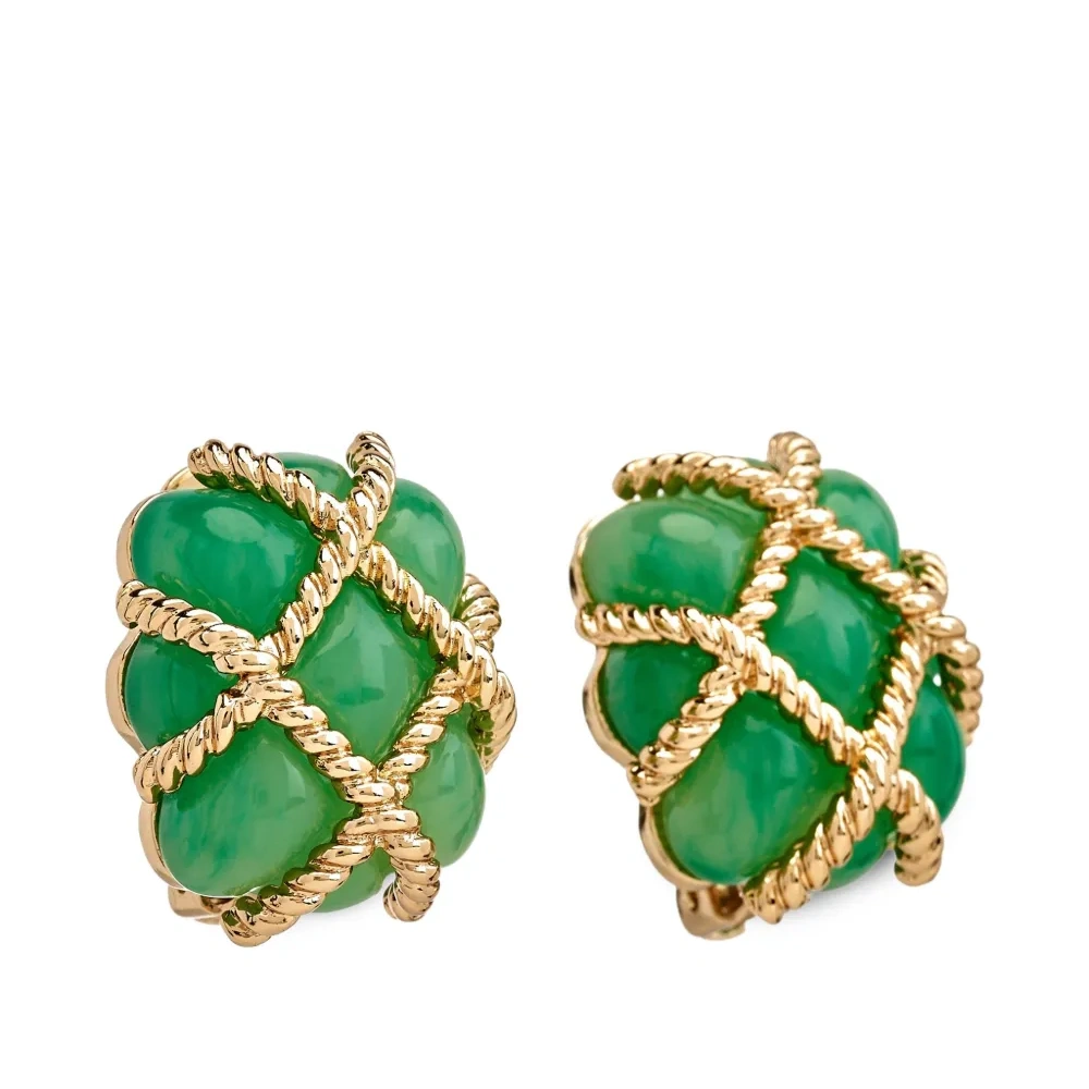 Серьги-клипсы с нефритом