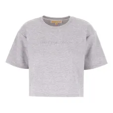 укороченная футболка с тисненым логотипом