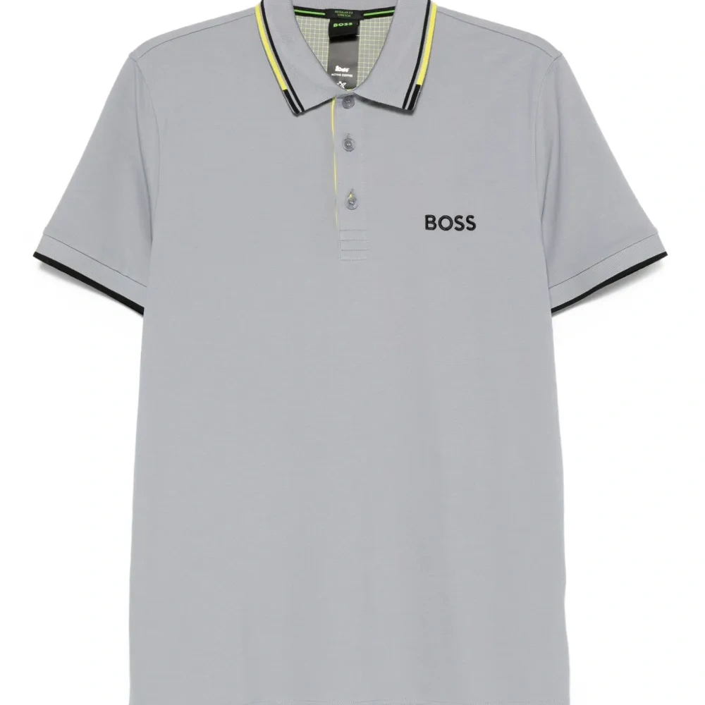 рубашка поло с полосками на воротнике