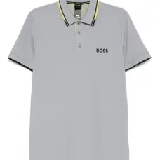 рубашка поло с полосками на воротнике