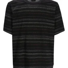 футболка с отделкой в полоску футболка с отделкой в полоску