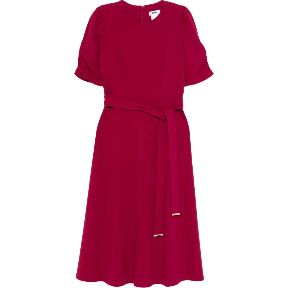 Платье миди с присборенными рукавами